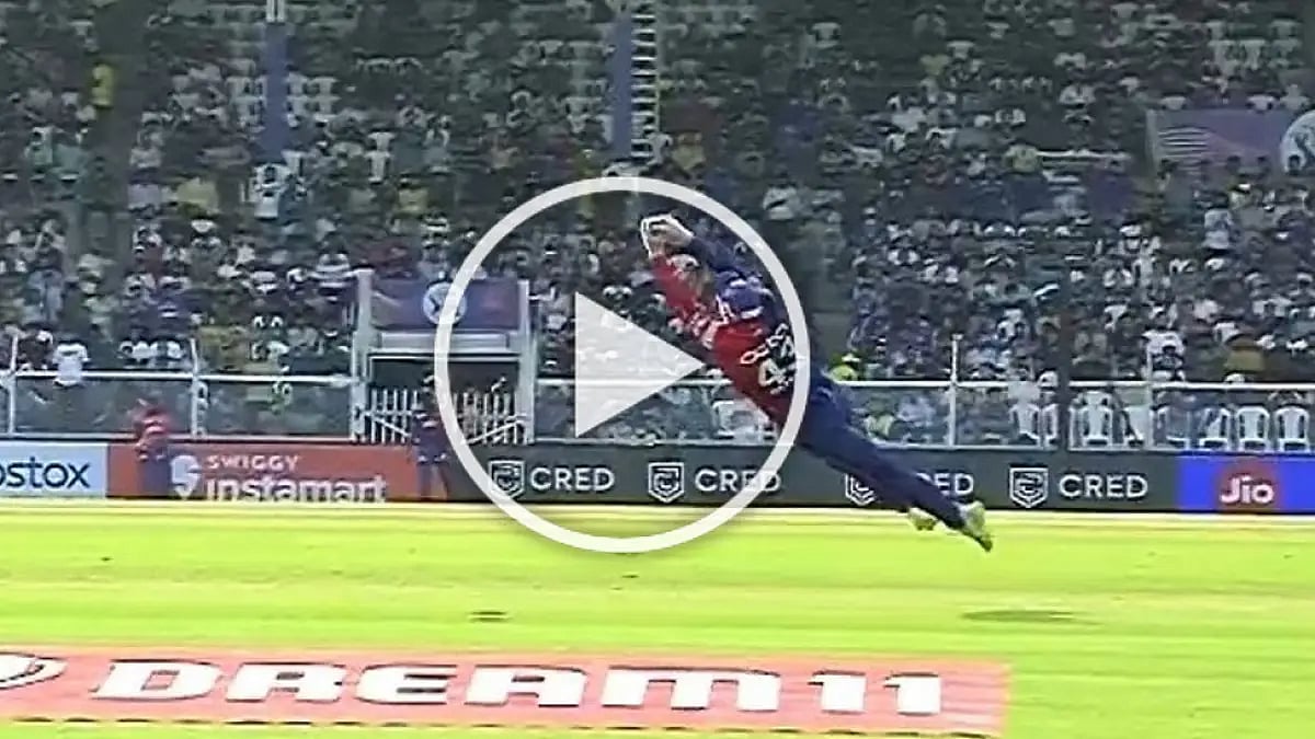 Tim Seifert takes a sensational catch during match 2, DC vs MI of IPL 2022 in Mumbai.