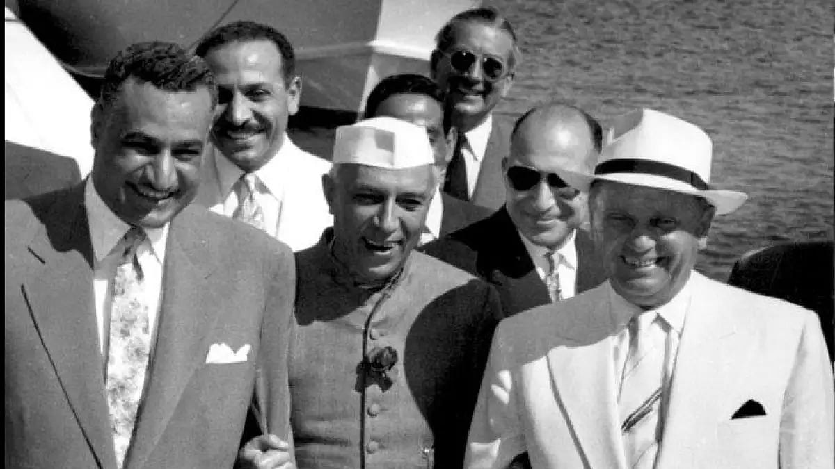 NAM founders Gamal Abdel Nasser (left), Jawaharlal Nehru, Josip Broz Tito