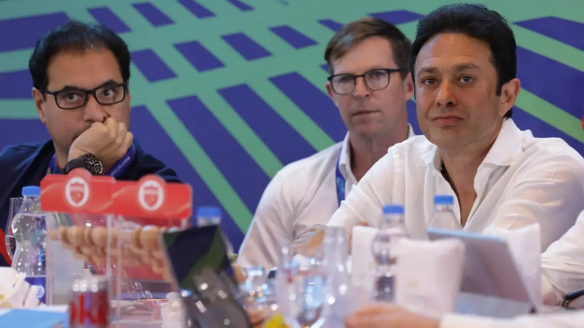 Punjab Kings owner Ness Wadia watches the proceedings during IPL mega auction 2022.  
