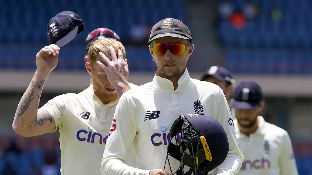 England's captain Joe Root leads his team off the field after losing to West Indies in the 3rd Test.