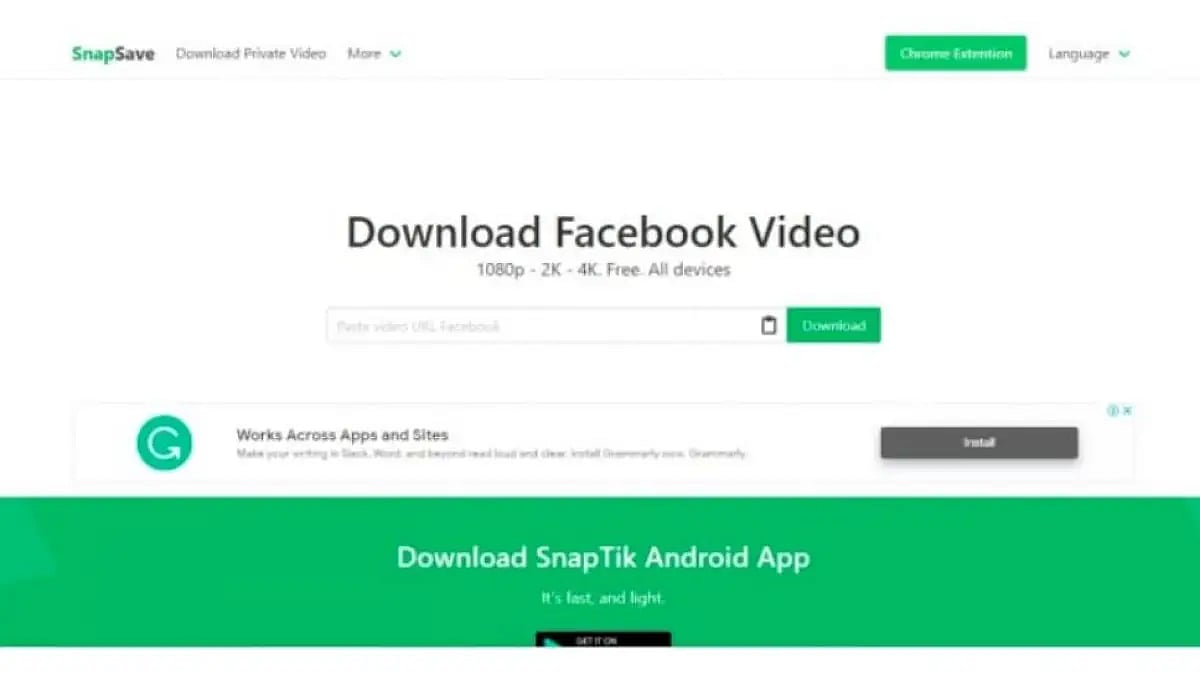 Snapsave App for downloading Facebook Videos