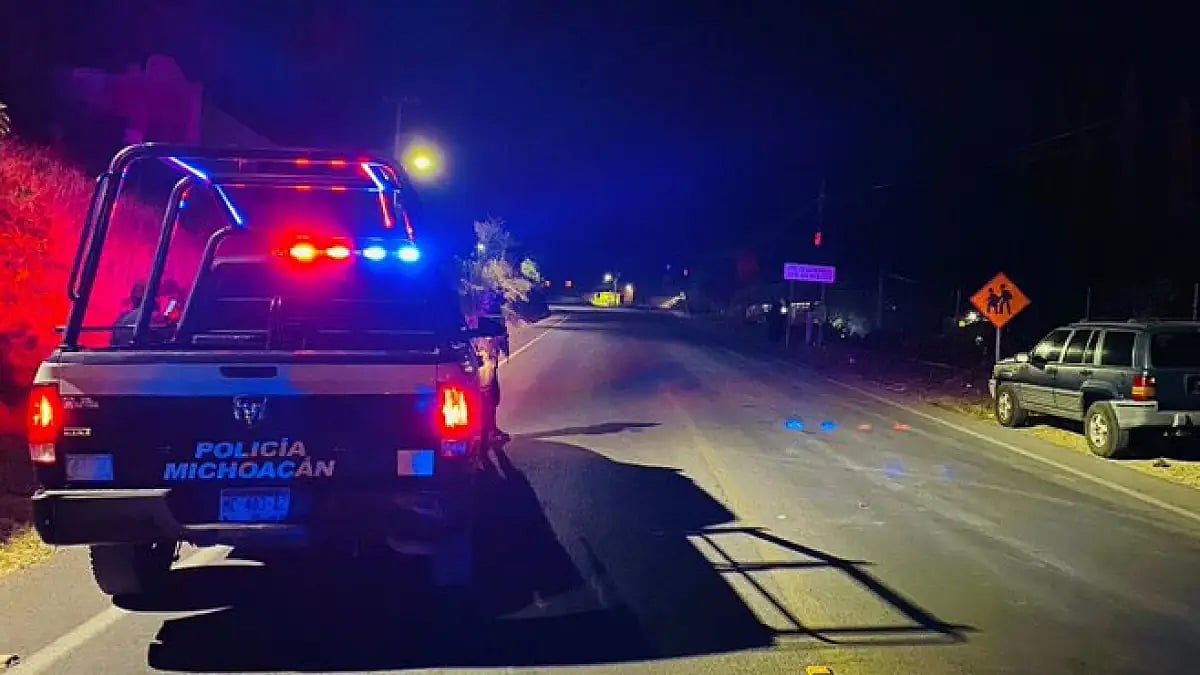 Michoacan Police vehicle at the cock fighting venue in Western Mexico