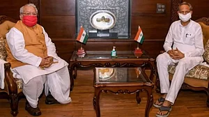 Rajashthan Governor Kalraj Mishra and CM Ashok Gehlot