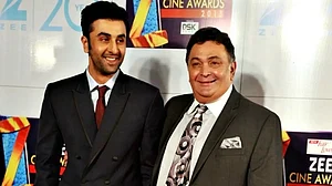 Ranbir Kapoor with late father Rishi Kapoor