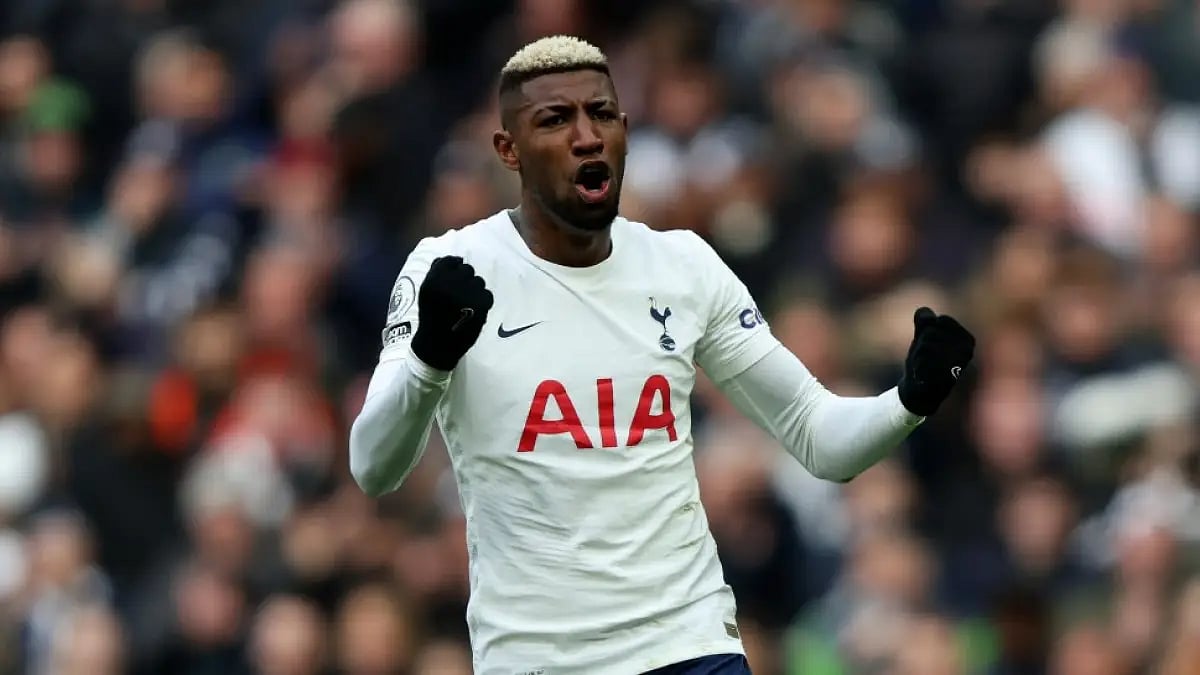 Tottenham Hotspur's Emerson Royal celebrates after scoring against Newcastle United in EPL.