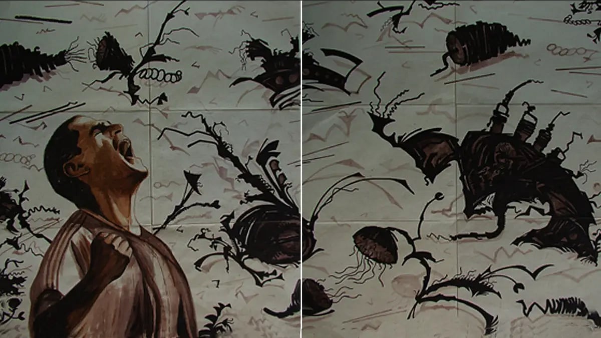 'Shrapnel' by Veer Munshi (acrylic on handmade paper, 2010) 