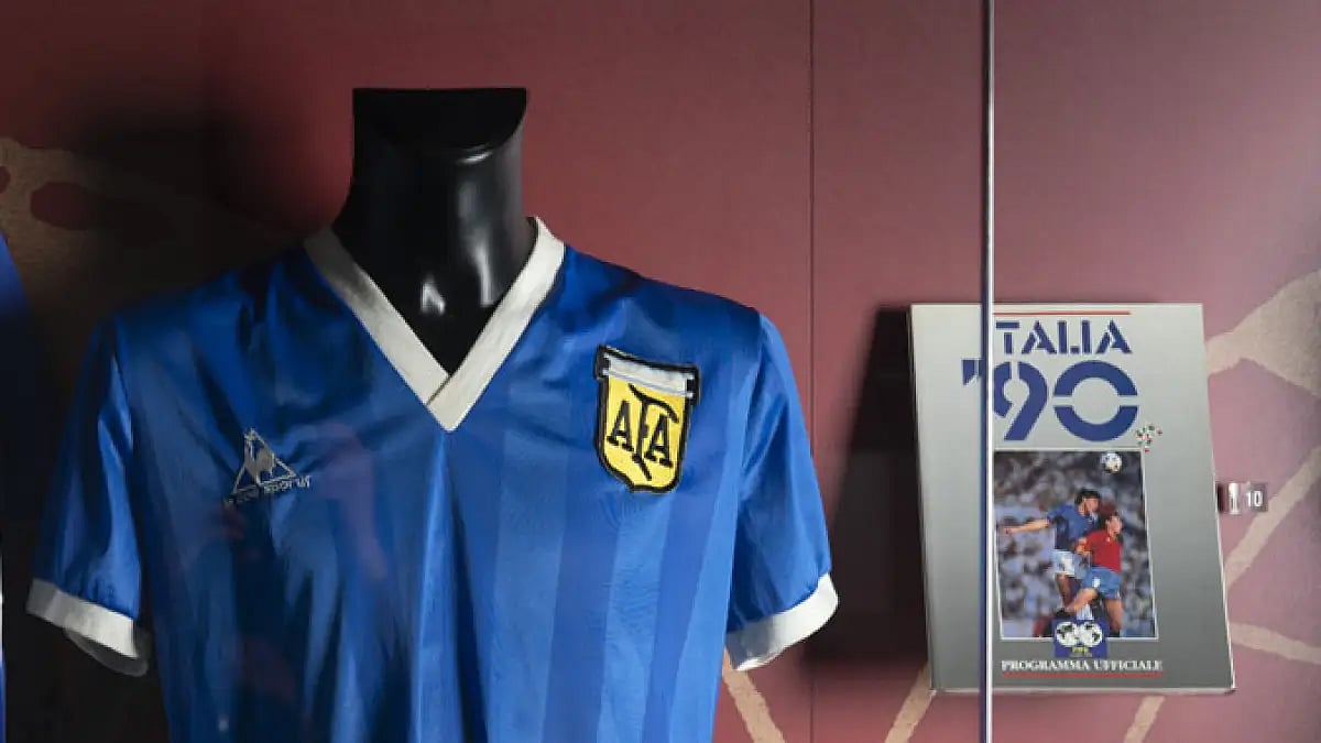 The shirt worn by Argentina's Diego Maradona in the 1986 World Cup quarterfinal against England.