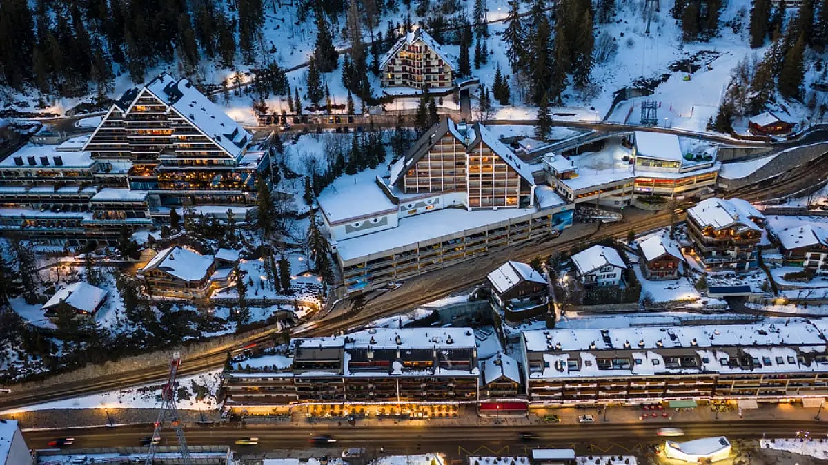 Crans-Montana village center in Valais, Switzerland