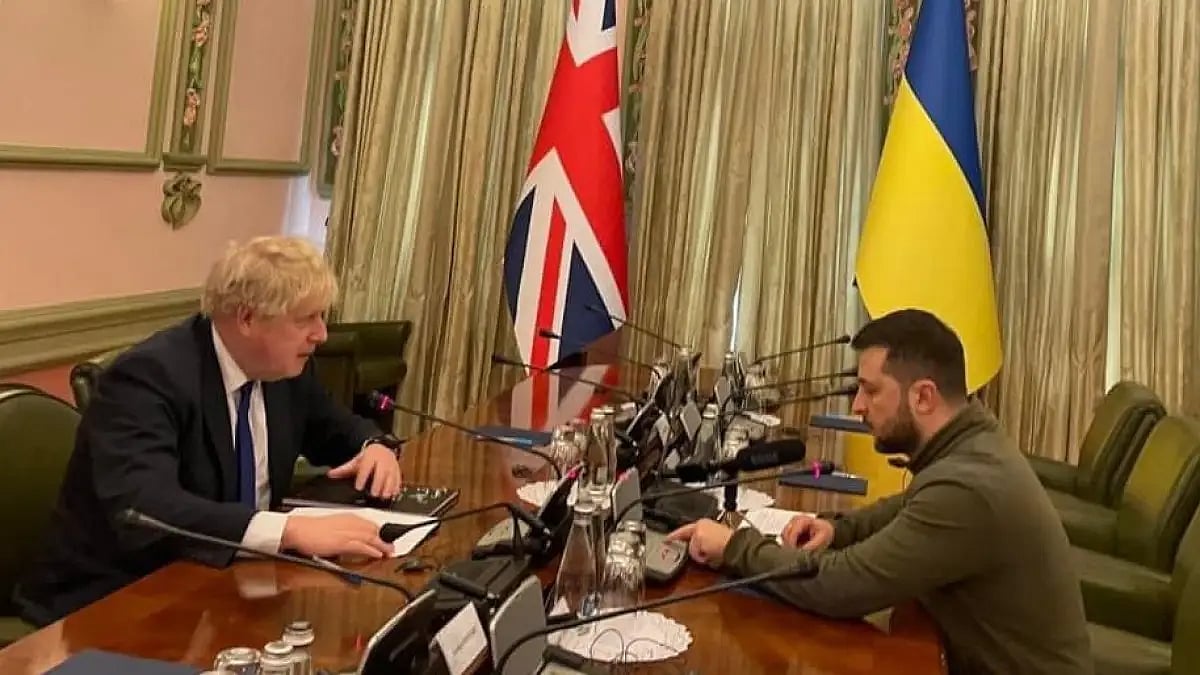 UK PM Johnson meeting Ukraine's President Zelensky