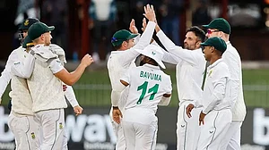 Keshav Maharaj returned figures of 2/17 on Sunday to keep Bangladesh on back foot.