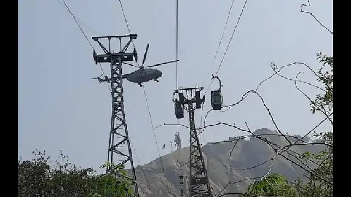 The mid air ropeway accident has taken place in Jharkhand.