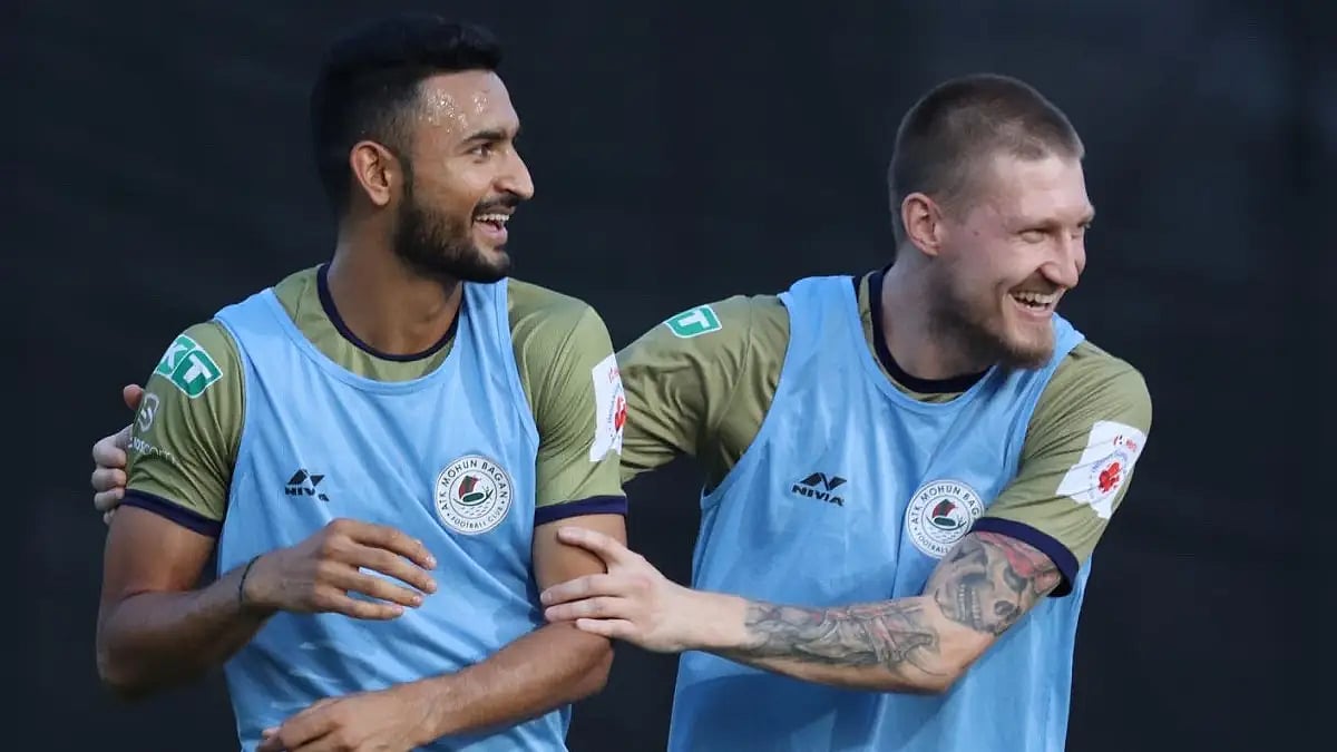 ATK Mohun Bagan players in joyful mood ahead of their AFC Cup 2022 preliminary tie vs Blue Star FC.