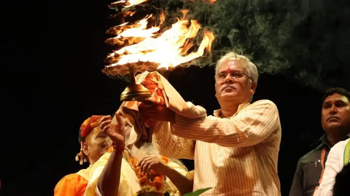 Chhattisgarh CM Bhupesh Baghel attends the event of inauguration and beautification of Shivrinarayan