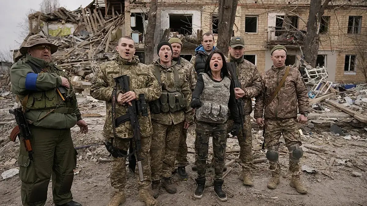 Ukrainian fighters in the ongoing war
