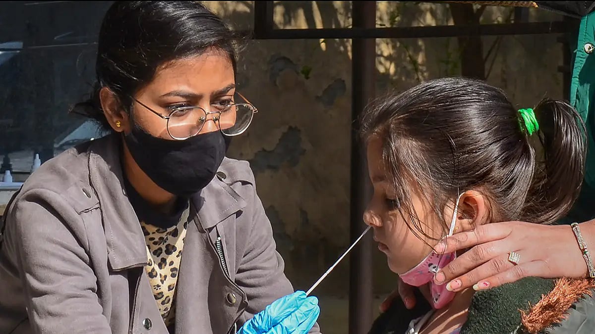 A child being tested for COVID-19