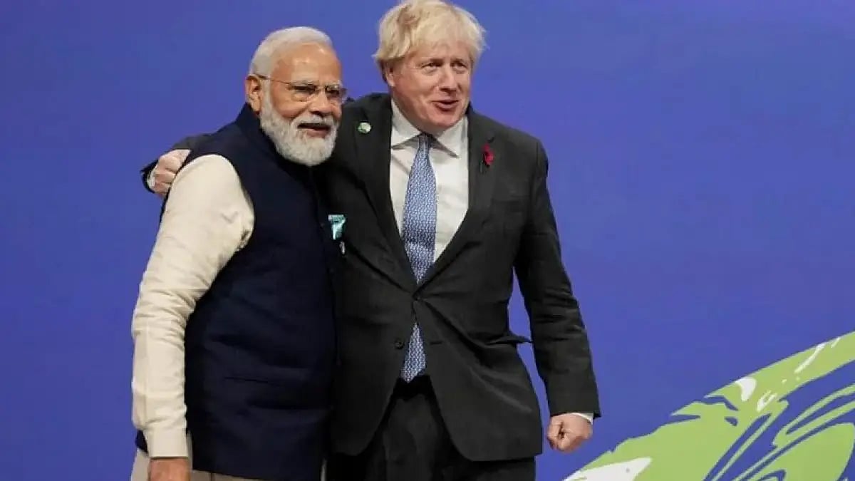 Prime Minister Narendra Modi with UK PM Boris Johnson.(File photo)