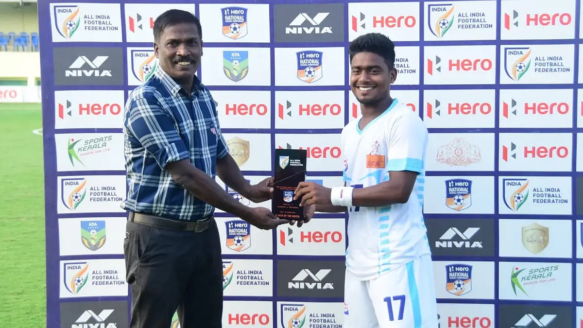 West Bengal's Mohammed Fardin was adjudged the Player of the Match vs Rajasthan in Santosh Trophy.