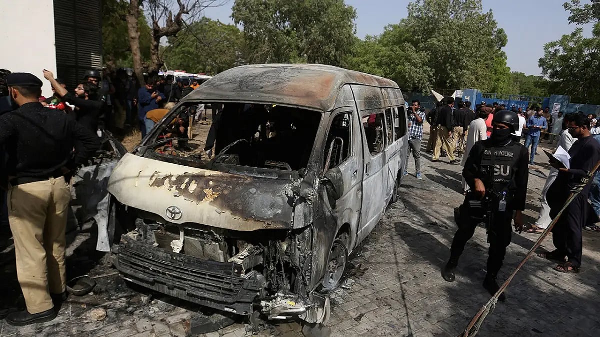 The van that was attacked by the suicide bomber