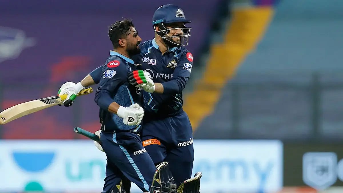 Rashid Khan, Rahul Tewatia together hit 4 sixes in the last over to win the game for Gujarat Titans.