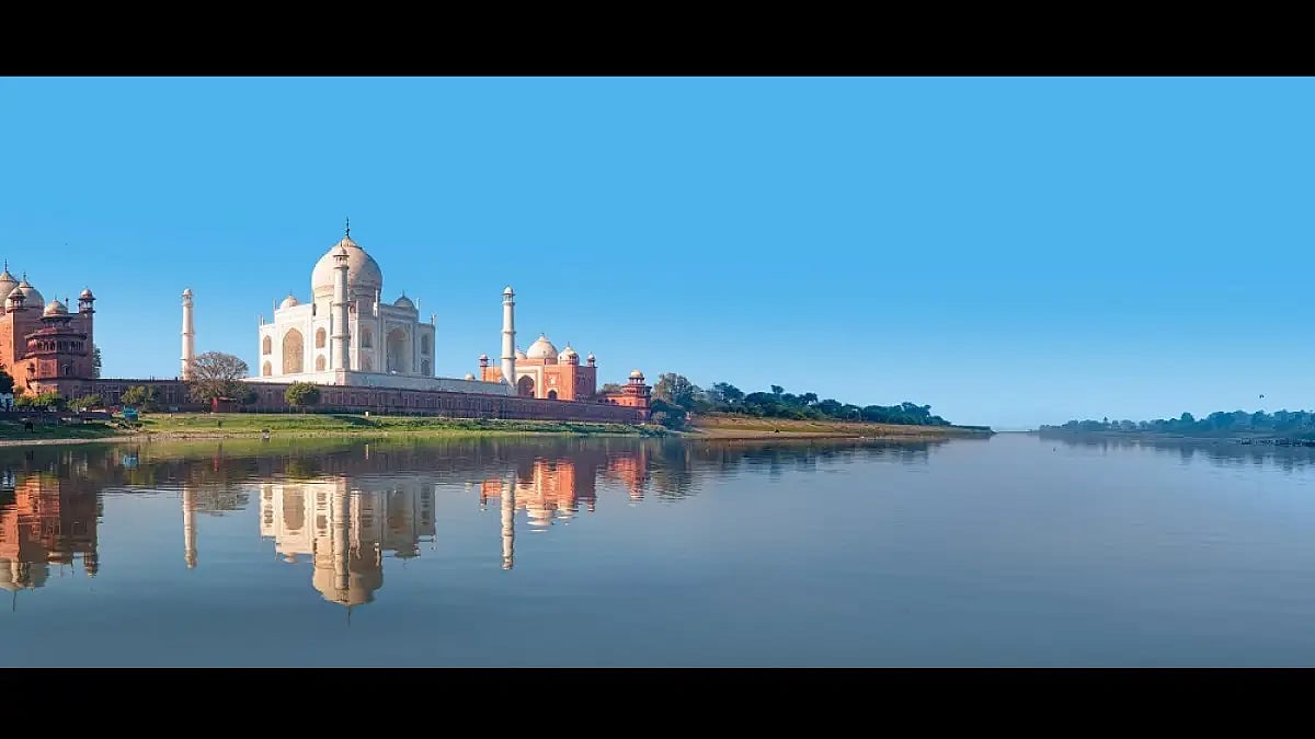 The Yamuna flows past the Taj Mahal in Agra