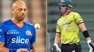 Tymal Mills (left) has been ruled out of IPL 2022 due to an ankle injury.