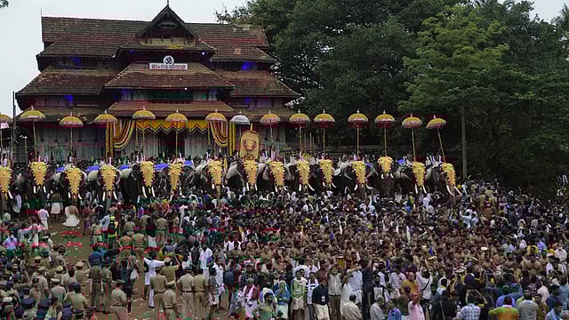 Thrissur Pooram Festival In Kerala Celebrated With Elephants And Umbrellas