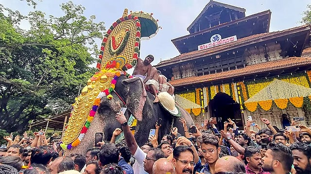 Iconic Thrissur Pooram Held In Full Grandeur, Messi Featured During 'Kudamattam'