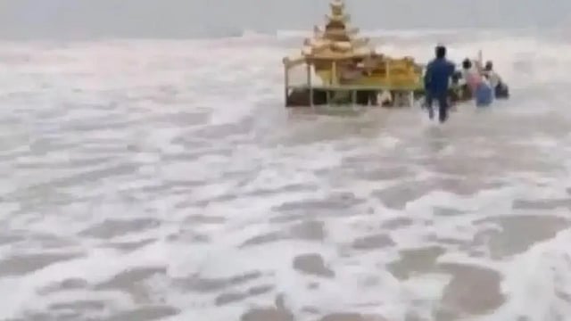 Mysterious Golden Chariot Drifts Afloat To North Andhra Pradesh Shore Amid Cyclone Asani