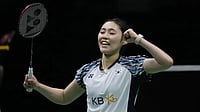 China Vs South Korea Live Score, Uber Cup Final: Mighty Dragons Face KOR File Photo : South Korea's Sim Yu Jin reacts after defeating China's Wang Zhi Yi in Uber Cup 2022 final.