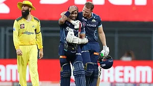Wriddhiman Saha (centre) was named the Player of the match in CSK vs GT, IPL 2022 match on Sunday.