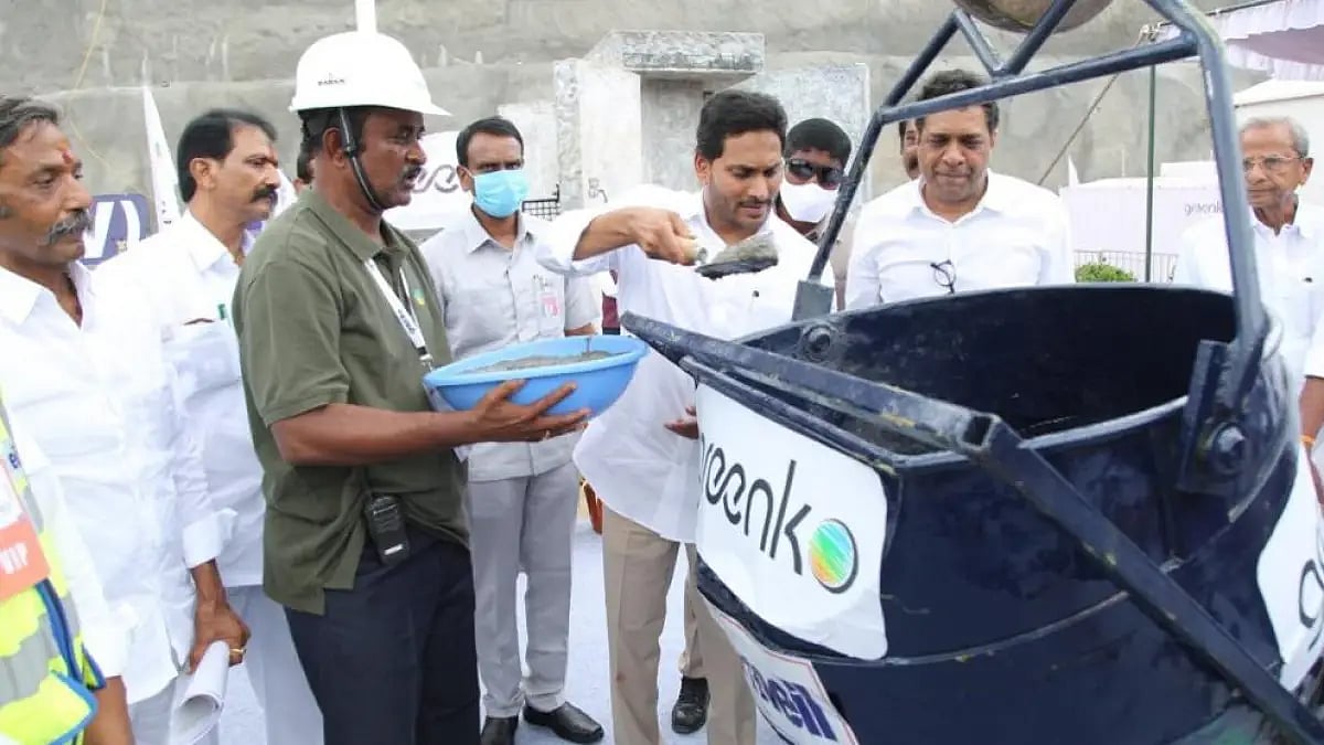 Andhra Pradesh CM Y S Jaganmohan Reddy performs 'First Concrete Pour Ceremony'