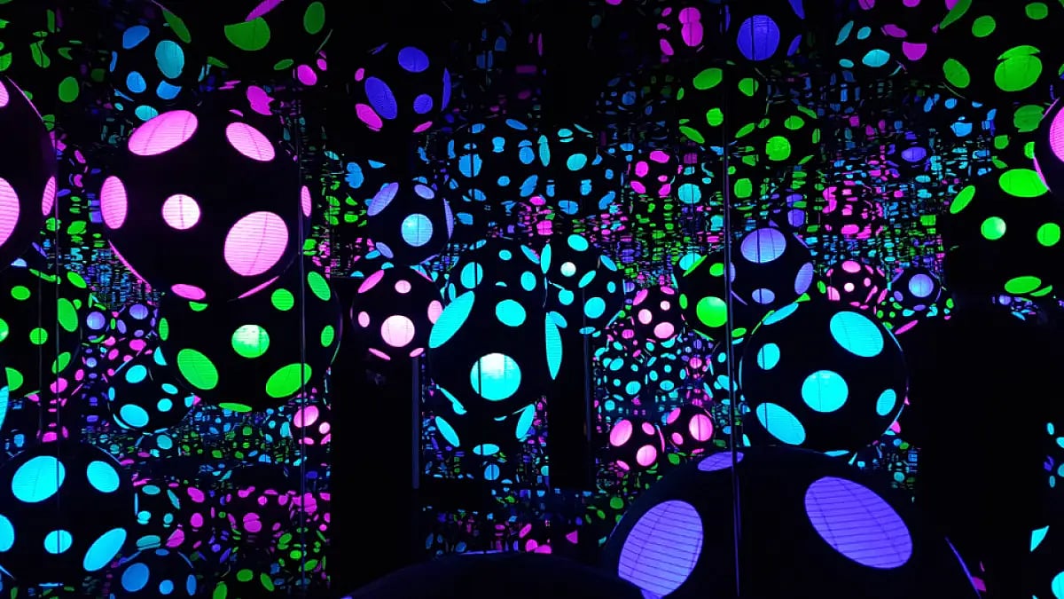 An Infinity Mirror Room by Yayoi Kusama from a past exhibition