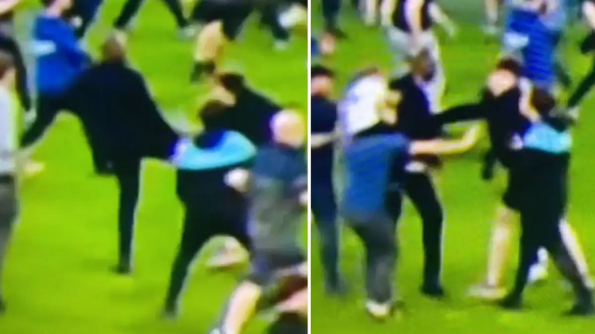Video footage of the mayhem then shows Patrick Vieira attempting to walk away.