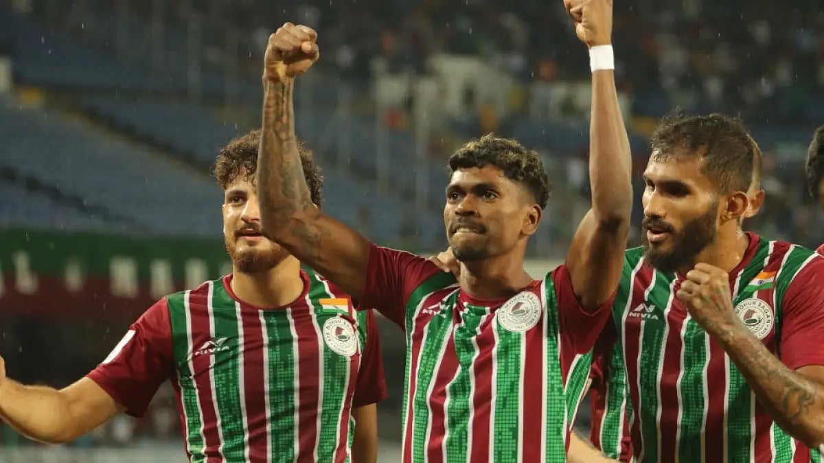 Liston Colaco celebrates after completing his hat-trick vs Basundhara Kings in AFC Cup 2022.