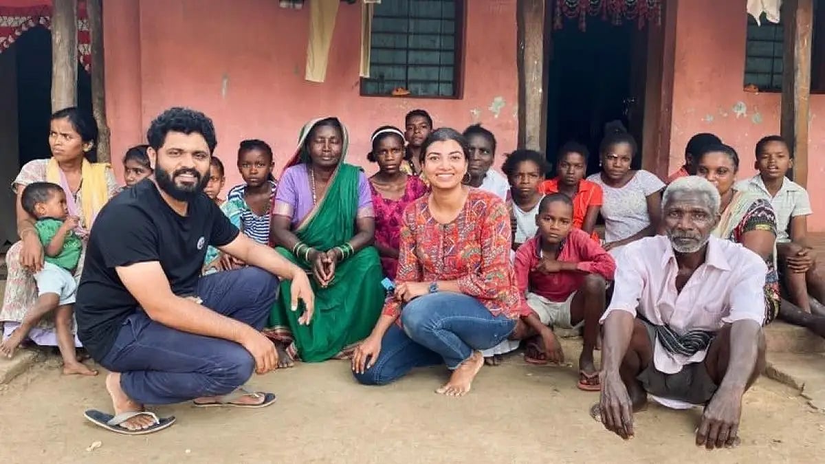 The couple with members of the Siddi community in Karnataka