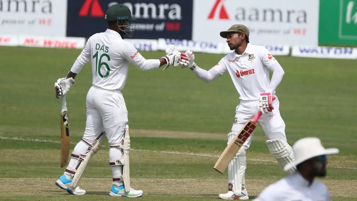 Mushfiqur Rahim and Litton Das stitched an unbeaten 253-run stand for the sixth wicket.