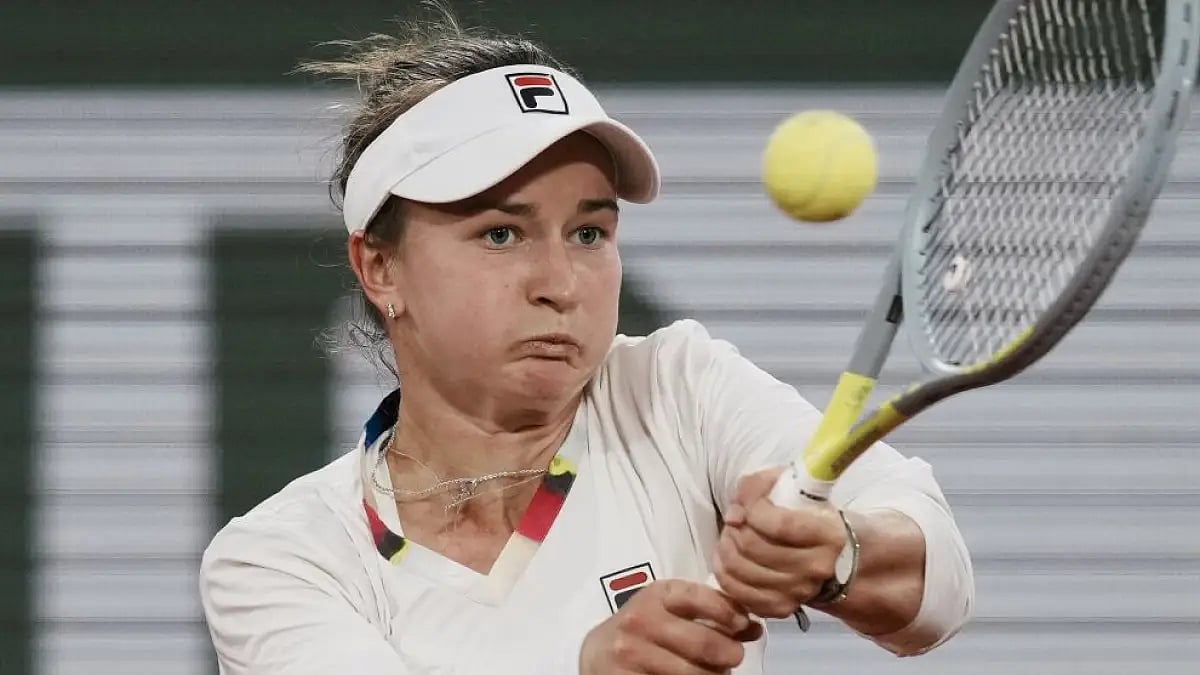 Barbora Krejcikova plays a shot against Diane Parry during their first round match at French Open 20
