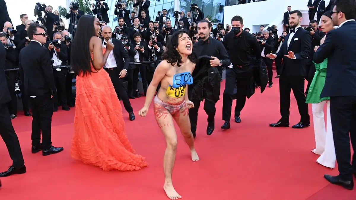 Woman Protests Nude At Cannes Film Festival