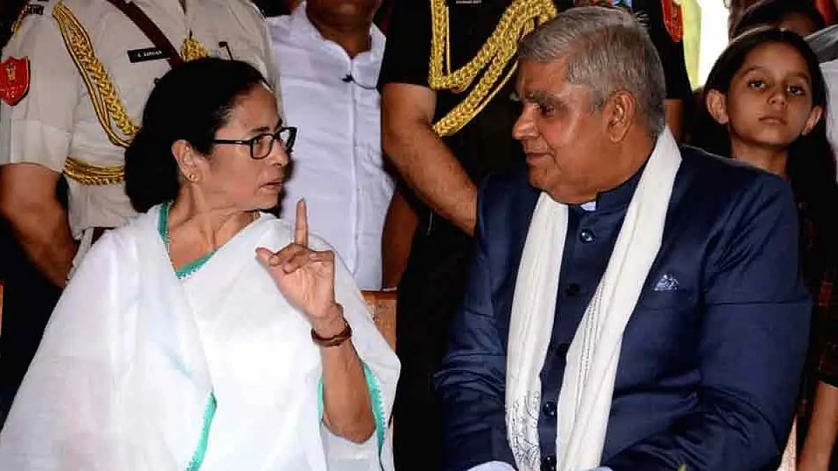 CM Mamata Banerjee (L) and Governor Jagdeep Dhankar (R)