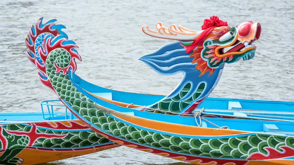 The Dragon Boat Race has colourful boats designed to resemble dragons
