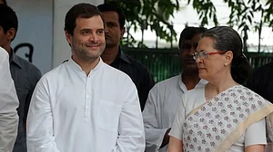 Congress President Rahul Gandhi with mother Sonia Gandhi