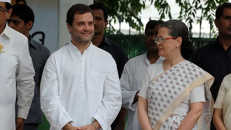 Congress President Sonia Gandhi and her son MP Rahul Gandhi - null