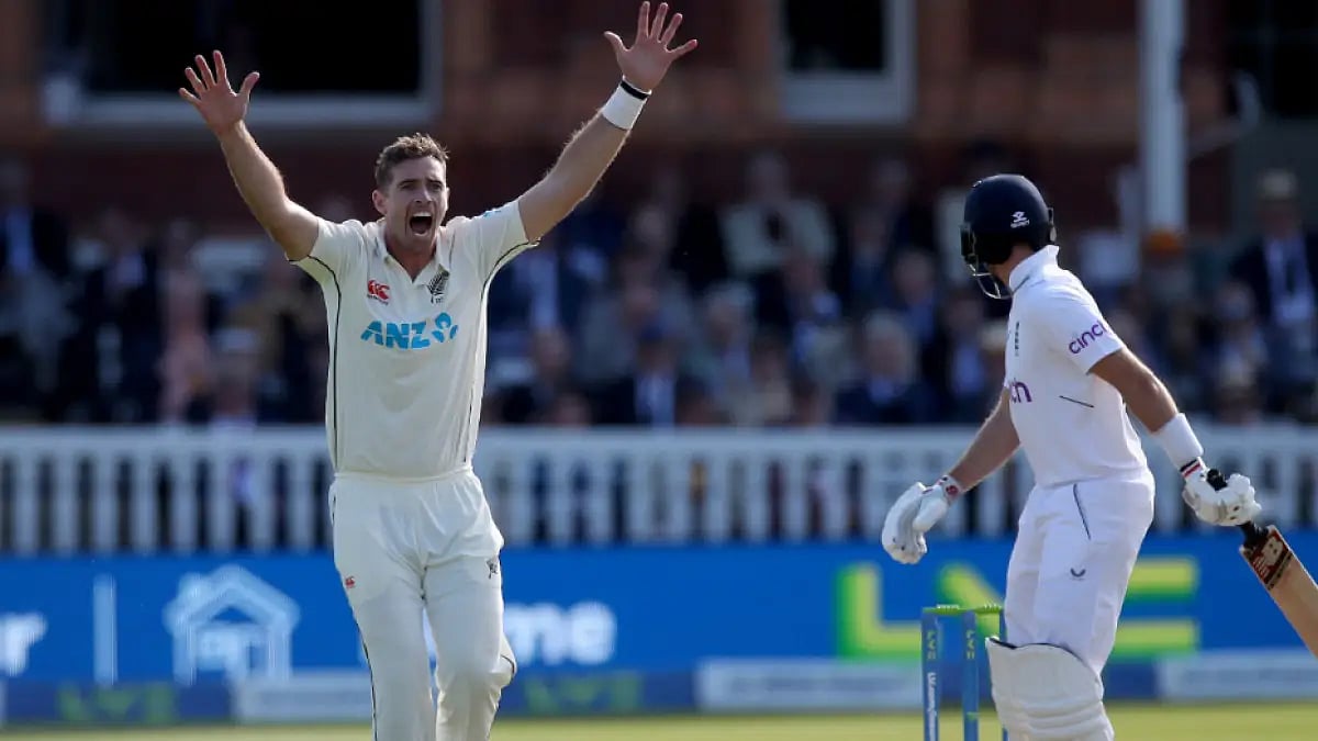 New Zealand's Tim Southee appeals for a wicket on Day 1 of the first Test against England.  