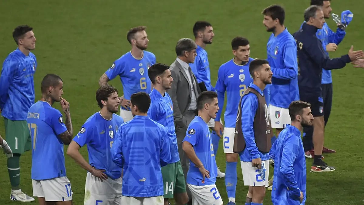 Italy players at the end of the Finalissima match against Argentina at Wembley in London, June 1, 2022. Argentina won 3-0.
