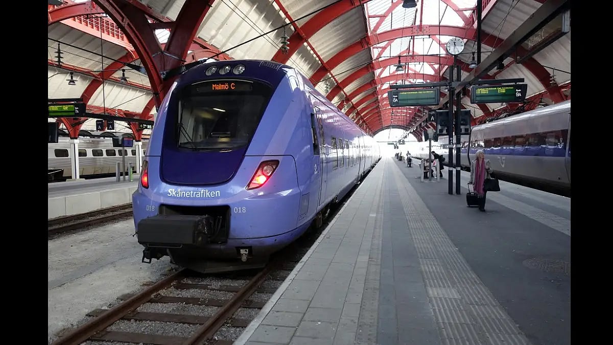 A train in the Malmo Central Station
