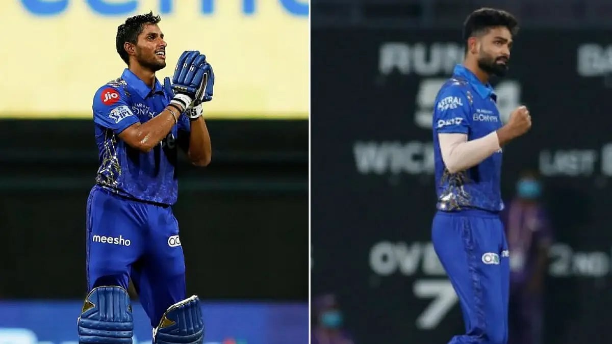 Tilak Varma (left) and Kartikeya Singh were roped in by Mumbai Indians for INR 1.7 crore and 20 lakh