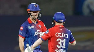 Mitchell Marsh (left) scored 251 runs for Delhi Capitals across eight matches in IPL 2022.