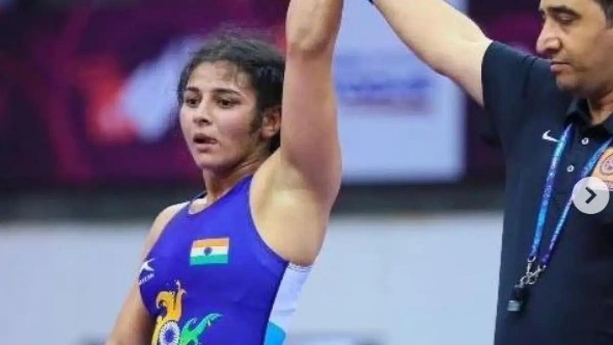 Sarita Mor took mat for three bouts and won all against  Zhala Aliyeva in the 59kg final. 