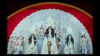 Goddess Durga and her family dressed in their eco-friendly shola attire