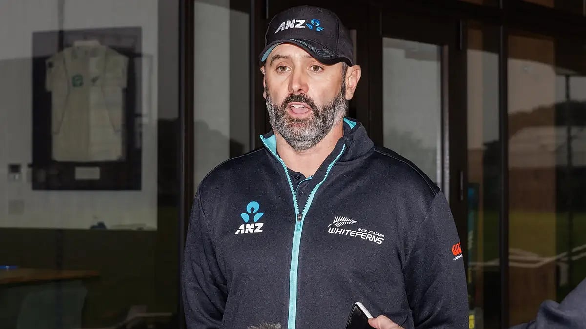 Newly-appointed New Zealand women's head coach Ben Sawyer speak to the media. 